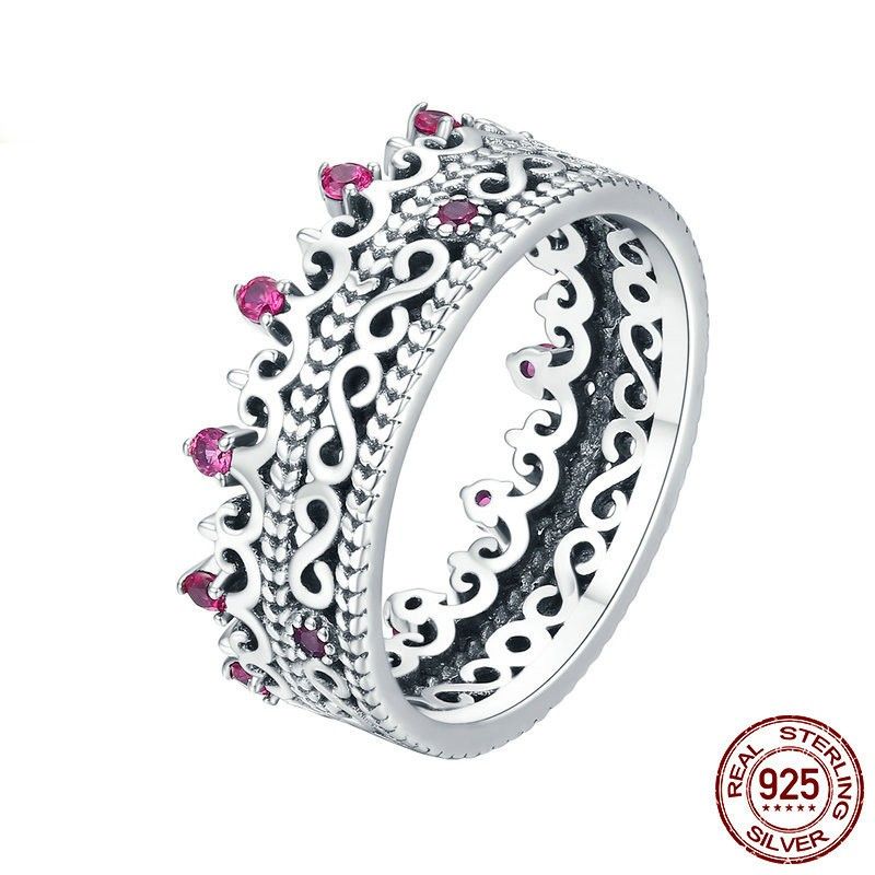 Bague Couronne Zircone Cubique En Argent Sterling 925 Personnalisée