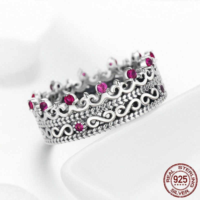 Bague Couronne Zircone Cubique En Argent Sterling 925 Personnalisée