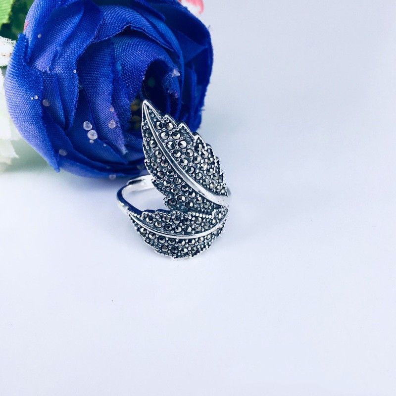 Bague De Dame En Argent Sterling 925 Avec Motif Original En Forme De Feuille