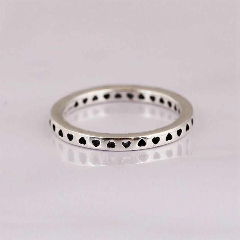 Bague De Dame En Argent Sterling S925 En Forme De Coeur Creux