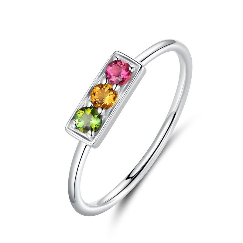 Bague Pour Femme En Argent Sterling Avec Tourmaline Naturelle Avec Feux De Signalisation