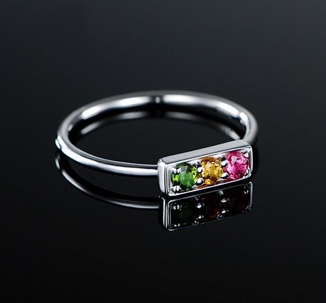 Bague Pour Femme En Argent Sterling Avec Tourmaline Naturelle Avec Feux De Signalisation