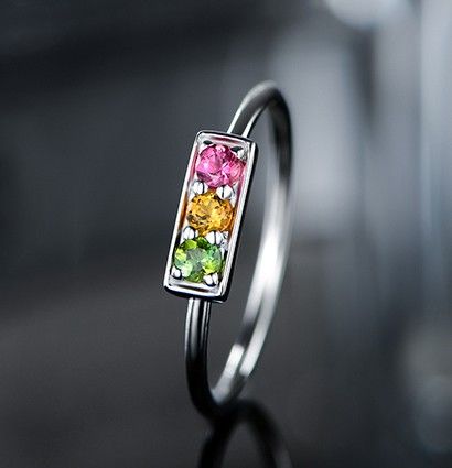 Bague Pour Femme En Argent Sterling Avec Tourmaline Naturelle Avec Feux De Signalisation