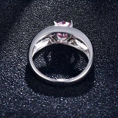 Bague De Femme Cadeau D'anniversaire En Acier Titane Et Zircon Cubique Rose