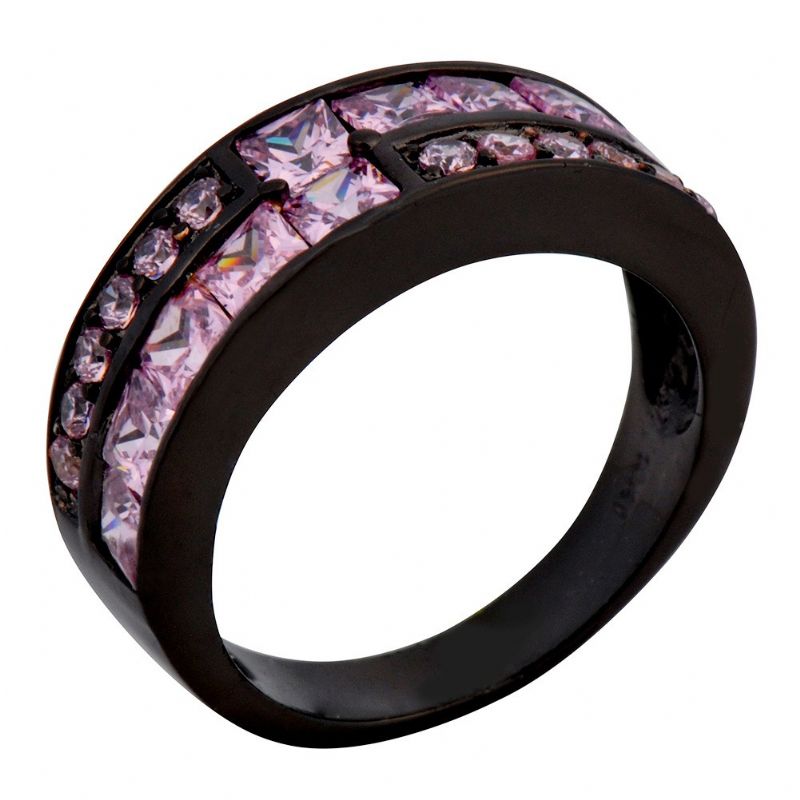 Bague Pour Femme CZ Pourpre Incrustée D'or Noir De Style Européen