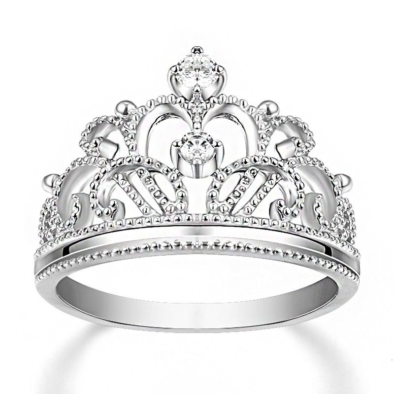 Bague Pour Femme Élégante Couronne Ornée De Diamants Nscd