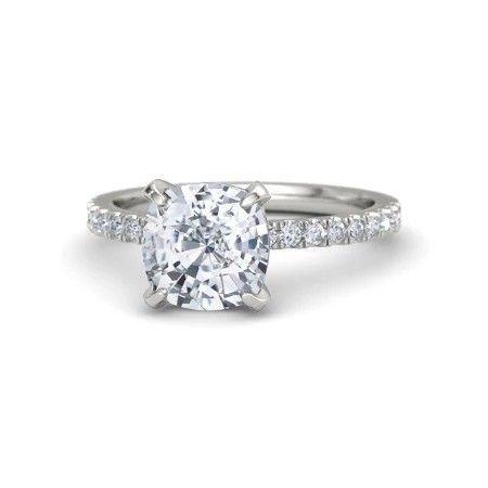 Bague Pour Femme Plaquée Platine En Argent Sterling 925 Avec Zircone Cubique De 1.15 Ct À 4 Griffes