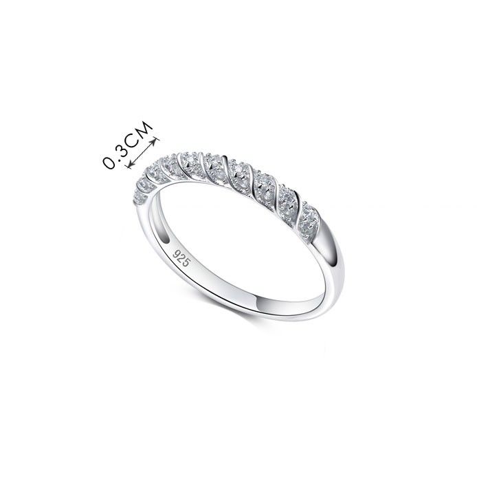 Bague De Fiançailles En Argent 925 Avec De Belles Courbes