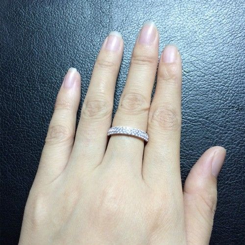 Bague De Fiançailles En Argent 925 Avec Double Micro Incrustation De Zircone Cubique