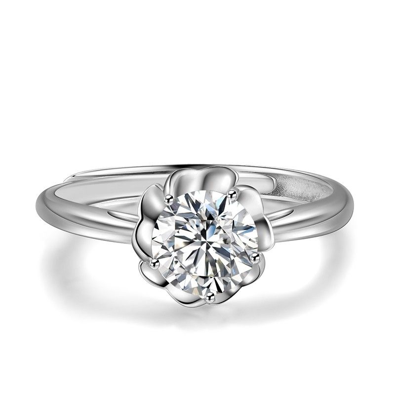 Bague De Fiançailles En Argent 925 Avec Incrustation De Forme De Fleur Créative