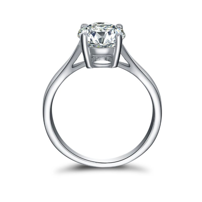 Bague De Fiançailles En Argent 925 Classique De Luxe 2ct