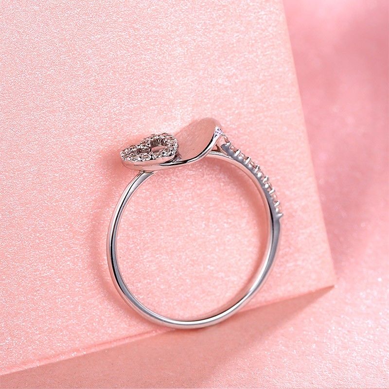 Bague De Fiançailles En Argent S925 En Forme De Coeur Tempérament À La Mode