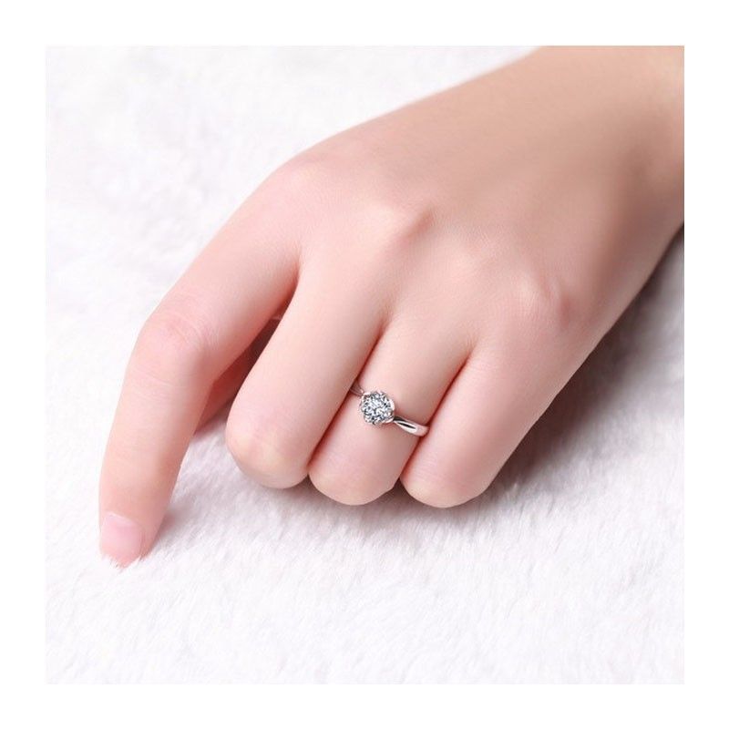 Bague De Fiançailles En Argent S925 En Forme De Fleur Créative