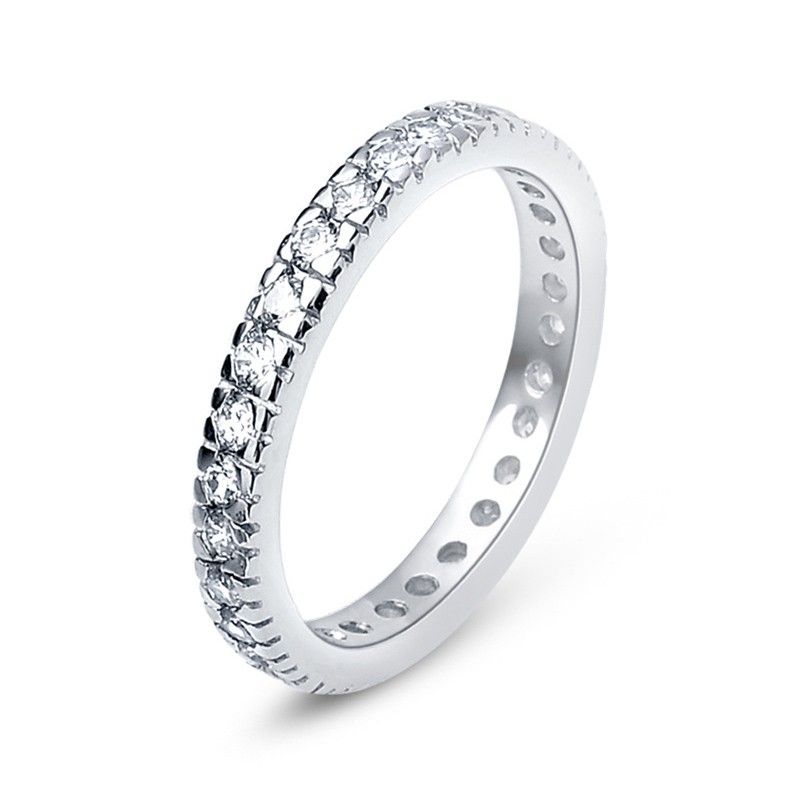 Bague De Fiançailles En Argent Sterling 925 Avec Atmosphère Rétro Incrustée De Cercle Complet CZ