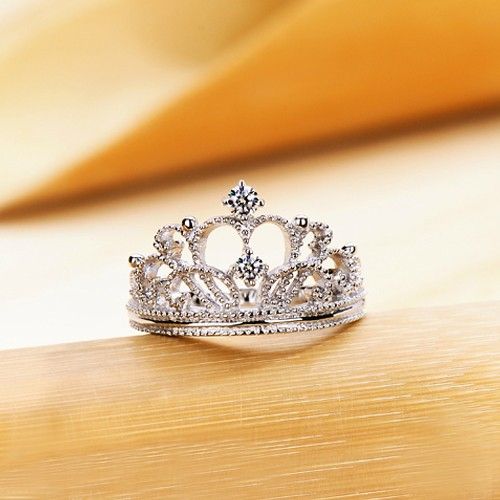 Bague De Fiançailles En Argent Sterling 925 Avec Couronne De Princesse Exquise Et Zircone Cubique