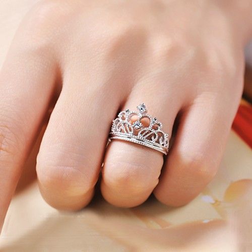 Bague De Fiançailles En Argent Sterling 925 Avec Couronne De Princesse Exquise Et Zircone Cubique