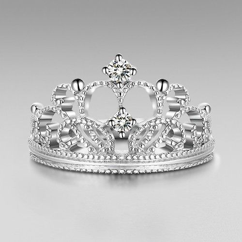 Bague De Fiançailles En Argent Sterling 925 Avec Couronne De Princesse Exquise Et Zircone Cubique