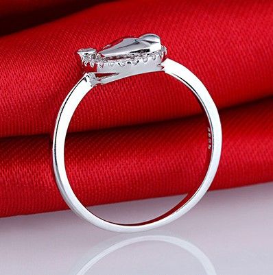 Bague De Fiançailles En Argent Sterling 925 Avec Incrustation De CZ En Forme De Poisson Rouge