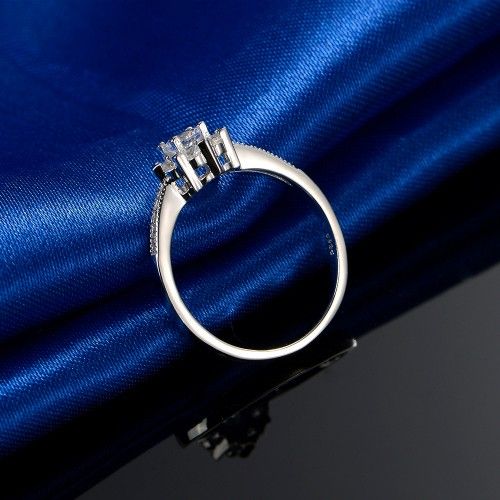 Bague De Fiançailles En Argent Sterling 925 Avec Incrustation De CZ Pour Les Femmes