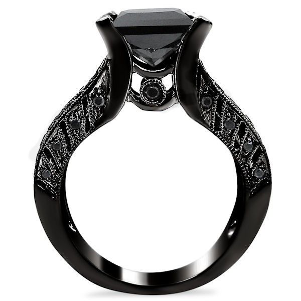 Bague De Fiançailles En Argent Sterling 925 Avec Incrustation De CZ Noir