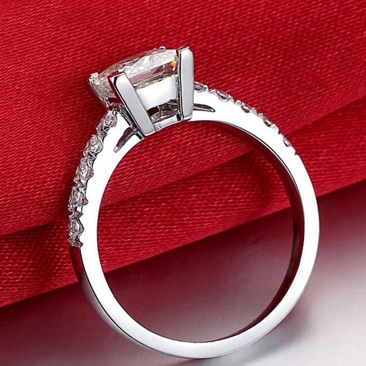 Bague De Fiançailles En Argent Sterling 925 Avec Incrustation De Princesse 2ct En Europe