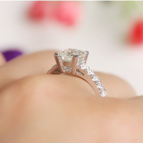 Bague De Fiançailles En Argent Sterling 925 Avec Incrustation De Princesse 2ct En Europe