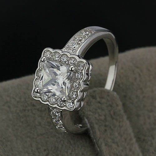 Bague De Fiançailles En Argent Sterling 925 Avec Incrustation De Princesse De Luxe