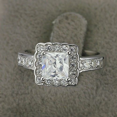 Bague De Fiançailles En Argent Sterling 925 Avec Incrustation De Princesse De Luxe