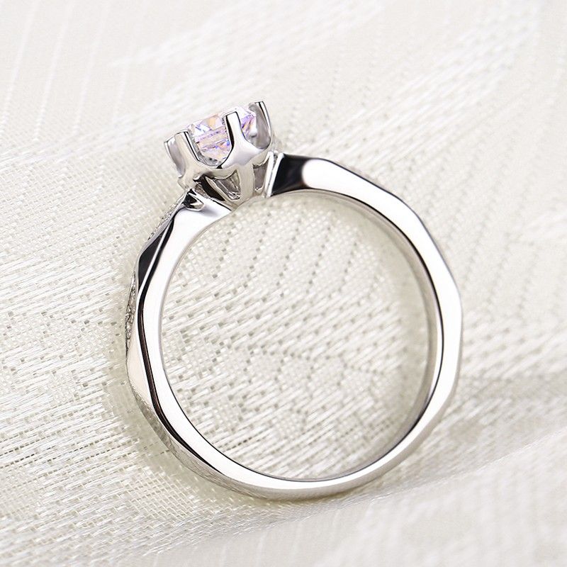 Bague De Fiançailles En Argent Sterling 925 Avec Incrustation De Zircon Cubique