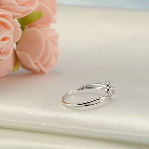 Bague De Fiançailles En Argent Sterling 925 Avec Incrustation De Zircon Cubique En Forme De Coeur