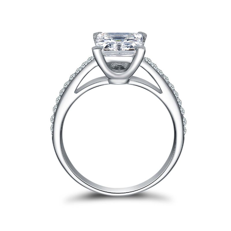 Bague De Fiançailles En Argent Sterling 925 Avec Incrustation De Zircon Cubique Princesse Coupe Carrée