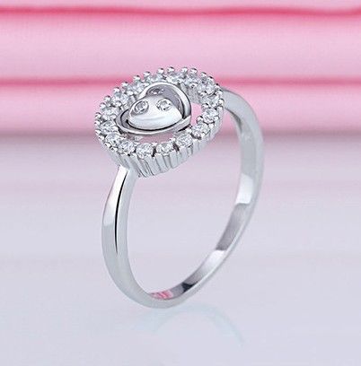 Bague De Fiançailles En Argent Sterling 925 En Forme De Coeur Créative Haut De Gamme De Luxe