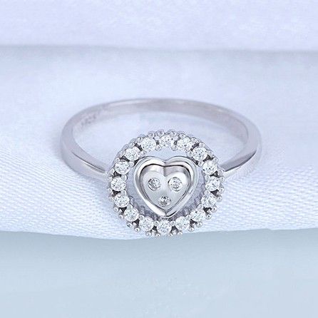 Bague De Fiançailles En Argent Sterling 925 En Forme De Coeur Créative Haut De Gamme De Luxe