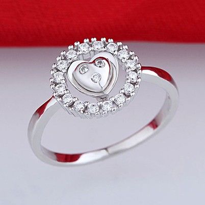 Bague De Fiançailles En Argent Sterling 925 En Forme De Coeur Créative Haut De Gamme De Luxe