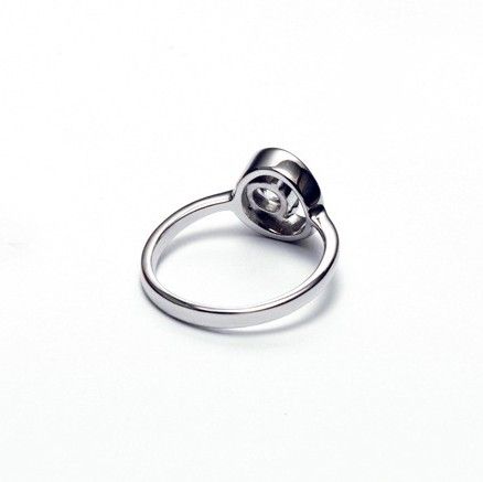 Bague De Fiançailles En Argent Sterling 925 De Forme Creuse Circulaire Incrustée De CZ