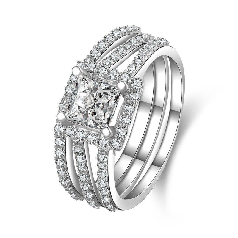 Bague De Fiançailles Bague De Fiançailles En Argent Sterling Avec Diamant Sona Et Diamant