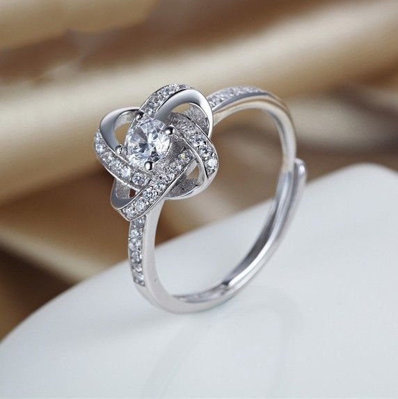 Bague De Fiançailles En Argent Sterling Entrelacé De Personnalité Coréenne S925