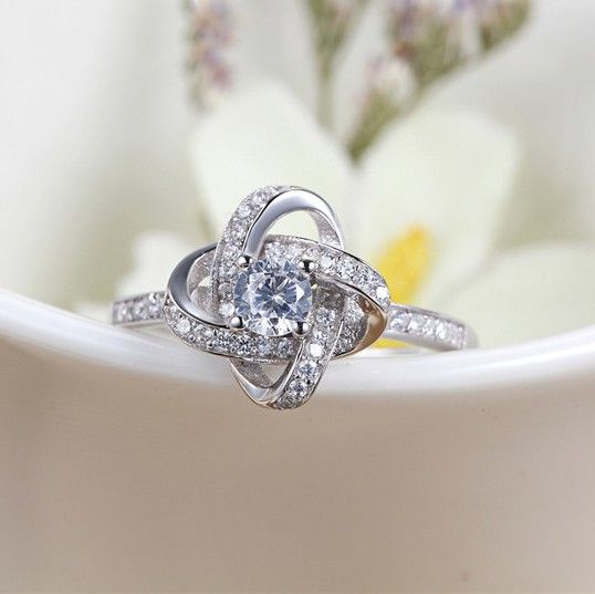 Bague De Fiançailles En Argent Sterling Entrelacé De Personnalité Coréenne S925