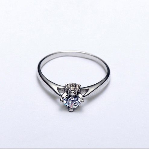 Bague De Fiançailles Classique En Argent Sterling CZ Avec Incrustations De Quatre Griffes