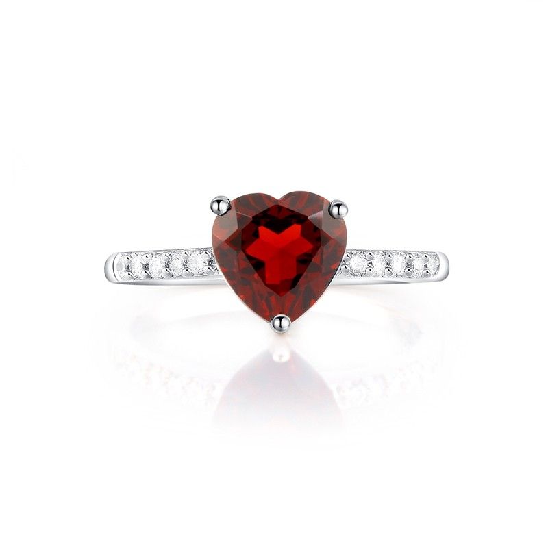 Bague De Fiançailles En Cristal Incrusté En Argent Sterling 925 En Forme De Coeur Romantique