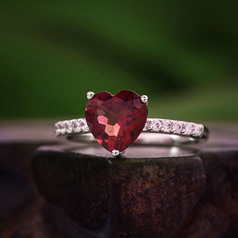 Bague De Fiançailles En Cristal Incrusté En Argent Sterling 925 En Forme De Coeur Romantique