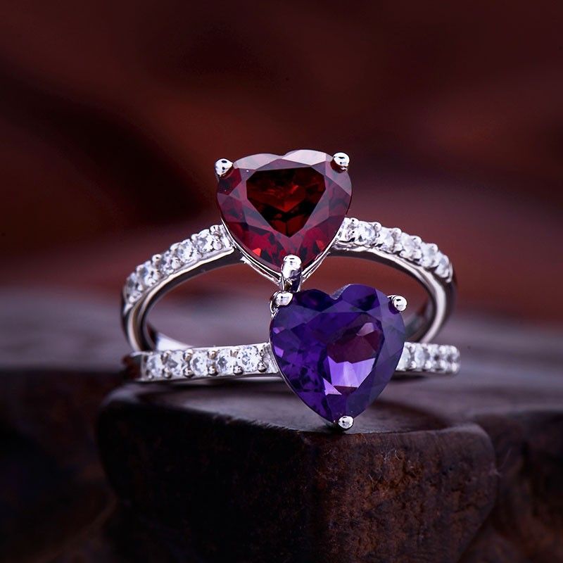 Bague De Fiançailles En Cristal Incrusté En Argent Sterling 925 En Forme De Coeur Romantique