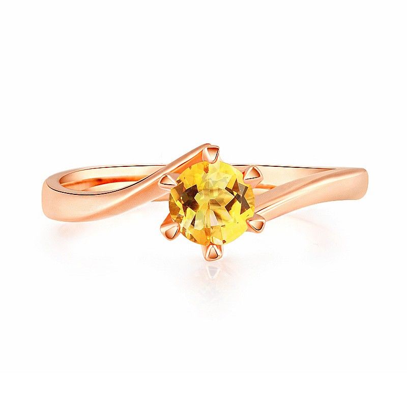 Bague De Fiançailles En Cristal Jaune Incrusté En Argent Sterling 925