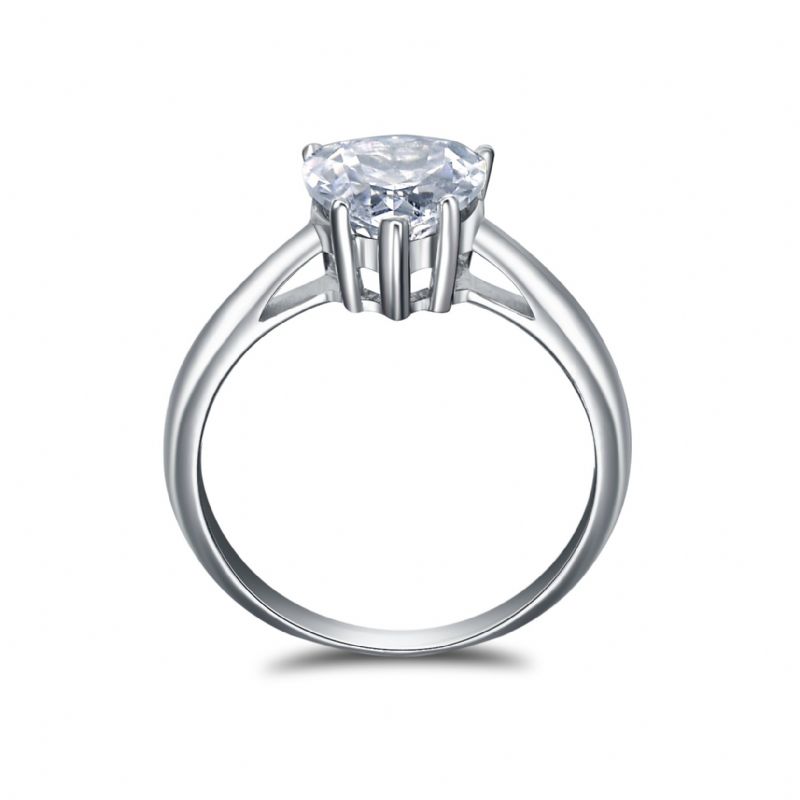 Bague De Fiançailles CZ En Argent Sterling 925 Avec Incrustation En Forme De Coeur