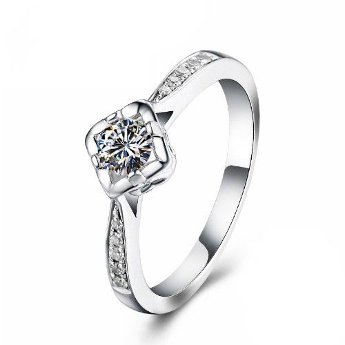 Bague De Fiançailles CZ En Argent Sterling 925 Plaqué Or Doux Et Délicat