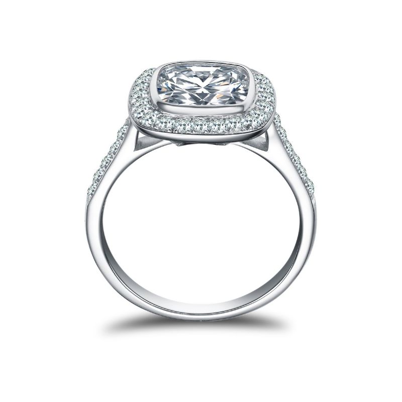 Bague De Fiançailles CZ Incrustée En Argent Sterling 925 De Luxe Rétro