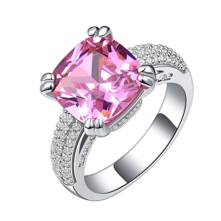 Bague De Fiançailles CZ Rose Incrustée Ultra-luxueuse De Mode Haut De Gamme