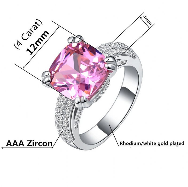 Bague De Fiançailles CZ Rose Incrustée Ultra-luxueuse De Mode Haut De Gamme