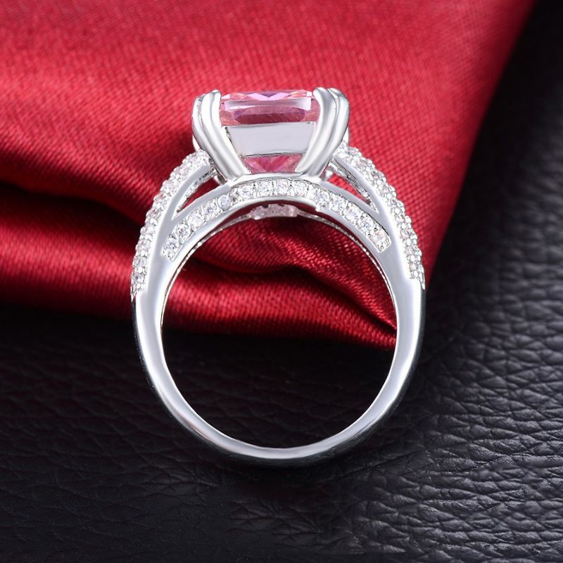 Bague De Fiançailles CZ Rose Incrustée Ultra-luxueuse De Mode Haut De Gamme