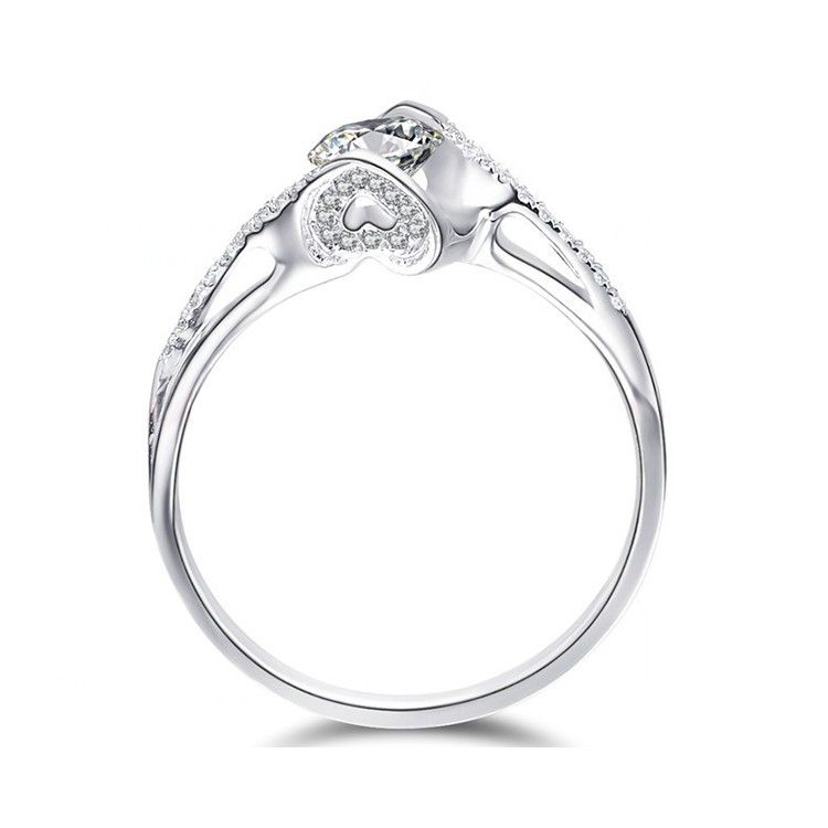 Bague De Fiançailles En Forme De Coeur Créative En Forme De Coeur Avec Zircone Cubique Kiss Of Angel